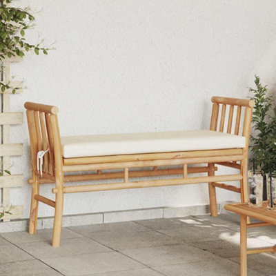Walplus Garden Bench With Cushion Brown 110 X 38 X 65Cm Bamboo - image 1