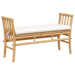 Walplus Garden Bench With Cushion Brown 110 X 38 X 65Cm Bamboo - thumbnail 2