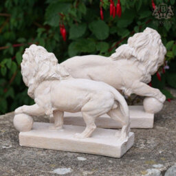 Burgess Pair Of Large Lion Statues Antique Style French Resin Garden Home Ornament - thumbnail 4