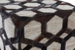 Orsina Safira Genuine Grey Leather Patchwork Pouffe - thumbnail 5