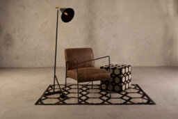 Orsina Safira Genuine Grey Leather Patchwork Pouffe - thumbnail 3