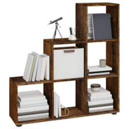Berkfield Staircase Bookcase Smoked Oak 107 Cm Engineered Wood - thumbnail 3