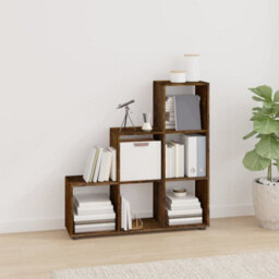 Berkfield Staircase Bookcase Smoked Oak 107 Cm Engineered Wood - thumbnail 1