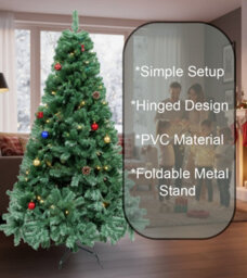 Shatchi  6Ft Green Alaskan Pine Christmas Tree With Metal Stand - thumbnail 8