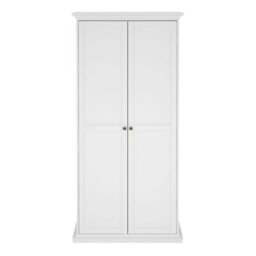 Wyld Haus Osaka Farmhouse Slim White Wooden Wardrobe 2 Doors - thumbnail 3