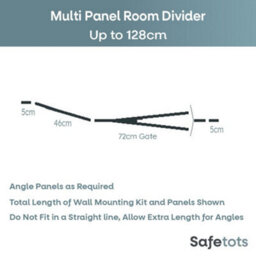 Safetots Premium Extra Tall Room Divider, Up To 128Cm Wide, Black, 105Cm Tall, Multi Panel Barrier For Baby And Toddler - thumbnail 3