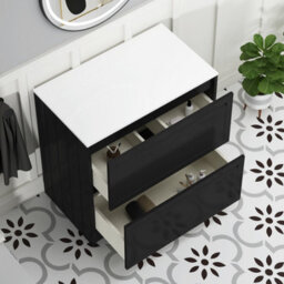 Royal Bathrooms Royal Bathroom Elmore 800mm Matt Nocturne Black Freestanding Bathroom Vanity Unit 2 Drawer Plain White Worktop With Breeze Basin - thumbnail 6
