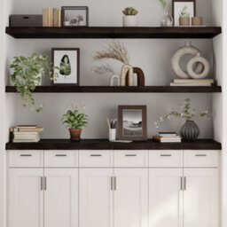 Berkfield Wall Shelf Dark Brown 180X60X(2-6) Cm Treated Solid Wood Oak - thumbnail 1