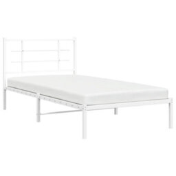 Berkfield Metal Bed Frame Without Mattress With Headboard White 100X200Cm - thumbnail 4