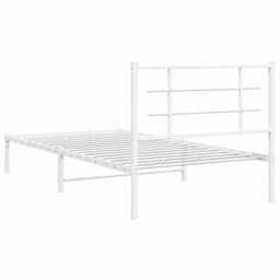 Berkfield Metal Bed Frame Without Mattress With Headboard White 100X200Cm - thumbnail 7