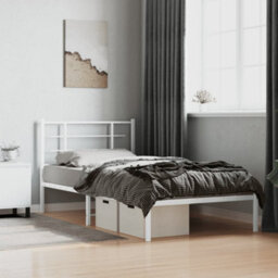 Berkfield Metal Bed Frame Without Mattress With Headboard White 100X200Cm - thumbnail 1