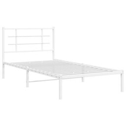 Berkfield Metal Bed Frame Without Mattress With Headboard White 100X200Cm - thumbnail 3