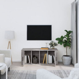 Walplus Tv Cabinet Grey Sonoma 100X35X40 Cm Engineered Wood - thumbnail 3