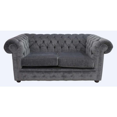 Chesterfield 2 Seater Sofa Settee Pimlico Charcoal Grey Fabric In Classic Style - image 1