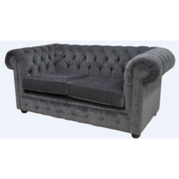 Chesterfield 2 Seater Sofa Settee Pimlico Charcoal Grey Fabric In Classic Style - thumbnail 3