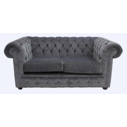 Chesterfield 2 Seater Sofa Settee Pimlico Charcoal Grey Fabric In Classic Style - thumbnail 1
