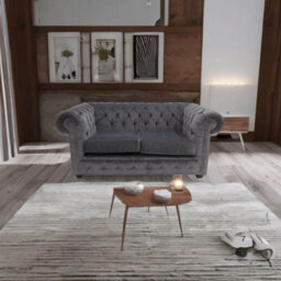 Chesterfield 2 Seater Sofa Settee Pimlico Charcoal Grey Fabric In Classic Style - thumbnail 4