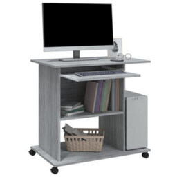 Berkfield Computer Desk Grey Sonoma 80X50X75 Cm Engineered Wood - thumbnail 5