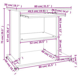 Berkfield Computer Desk Grey Sonoma 80X50X75 Cm Engineered Wood - thumbnail 9