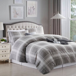Ameha Printed Duvet Cover 3Piece Set Quilt Microfiber With Matching Pillowcase (Grey Check, King 230X220 Cm) - thumbnail 5