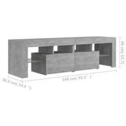 Vidaxl Tv Cabinet With Led Lights Concrete Grey 140X36.5X40 Cm - thumbnail 3