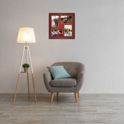 AK Frames 12X12 Rose Wood Modern Multi Photo Frame With Crimson Mount - Holds 4 Apertures (4X) 6X4 Photos - thumbnail 3
