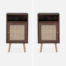 Sweeek - Scandi-Style Bedside Table With Drawer Boheme Walnut 39X40X70 Cm - thumbnail 2