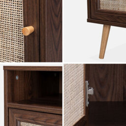 Sweeek - Scandi-Style Bedside Table With Drawer Boheme Walnut 39X40X70 Cm - thumbnail 4
