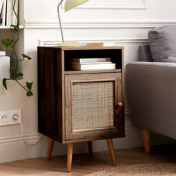 Sweeek - Scandi-Style Bedside Table With Drawer Boheme Walnut 39X40X70 Cm - thumbnail 1