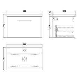 Dezine Avon 600mm Satin Green Wall Hung Vanity Unit, 40mm Basin - thumbnail 2