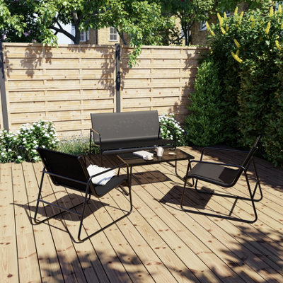 Krista Matt Black Metal 4 Seater Coffee Set - image 1