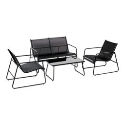 Krista Matt Black Metal 4 Seater Coffee Set - thumbnail 2
