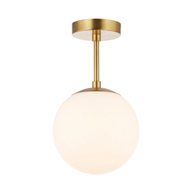 Happy Homewares Traditional Glass Globe Ip44 Bathroom Ceiling Light Fixture In Brushed Gold - image 1