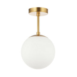 Happy Homewares Traditional Glass Globe Ip44 Bathroom Ceiling Light Fixture In Brushed Gold - thumbnail 2