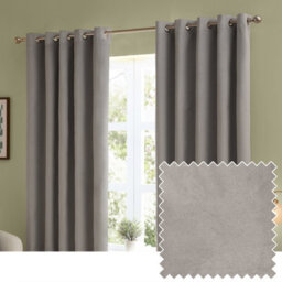 furn. Furn The Ultimate Velvet Room Darkening Eyelet Curtain Pair, Silver, (W) 168 X (D) 137Cm