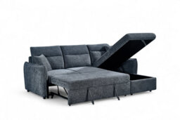 Corner Sofa Bed With Storage  In Pale Blue Chenille Fabric 2C1 Sofabed - thumbnail 7