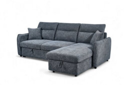 Corner Sofa Bed With Storage  In Pale Blue Chenille Fabric 2C1 Sofabed - thumbnail 4