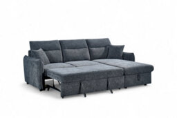 Corner Sofa Bed With Storage  In Pale Blue Chenille Fabric 2C1 Sofabed - thumbnail 6