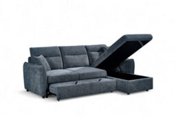 Corner Sofa Bed With Storage  In Pale Blue Chenille Fabric 2C1 Sofabed - thumbnail 5