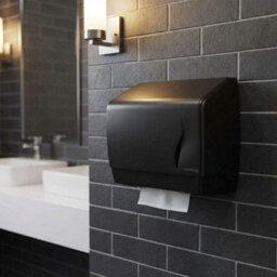 Bisk Wall Mounted Bathroom Hand Paper Towel Tissue Dispenser Box Industrial Black Abs - thumbnail 3