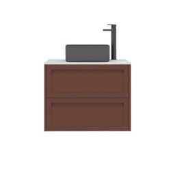 Royal Bathrooms Royal Bathroom Elmore 700mm Terracotta Clay Wall Mounted Countertop Bathroom Vanity Unit 2 Drawer With Art Square Basin - thumbnail 7