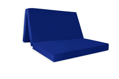 Mattress Guru Double Folding Z Bed, Tri - Folding Futon Mattress, Travel Camping Bed With Protective Travel Cover, Blue - image 1
