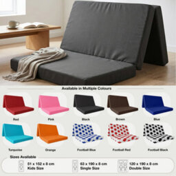 Mattress Guru Double Folding Z Bed, Tri - Folding Futon Mattress, Travel Camping Bed With Protective Travel Cover, Blue - thumbnail 3