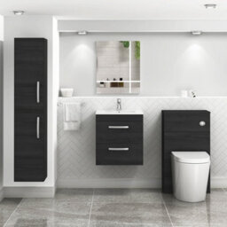 Royal Bathrooms Turin Hale Black 500mm Wall Hung Vanity Unit 2 Drawer With Minimalist Basin Sink - thumbnail 4