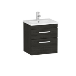 Royal Bathrooms Turin Hale Black 500mm Wall Hung Vanity Unit 2 Drawer With Minimalist Basin Sink - thumbnail 6