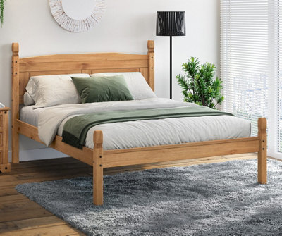"Mercers Furniture Corona 4'6"" Double Low Foot End Bed Frame Solid Pine With Mexican Styling" - image 1