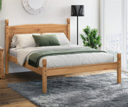 "Mercers Furniture Corona 4'6"" Double Low Foot End Bed Frame Solid Pine With Mexican Styling" - thumbnail 1