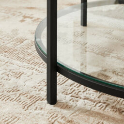 LEDREM Coffee Table, Living Room Table, Sofa Cocktail Table Faux Marble Round, Marble White And Black - thumbnail 6
