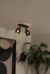Lucide Tagalog Scandinavian Twin Ceiling Spotlight - 2Xe27 - Black - thumbnail 4