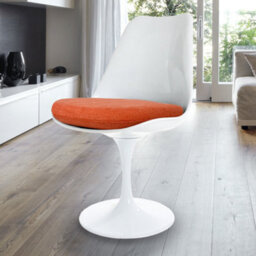 Fusion Living White Tulip Dining Chair With Velveteen Orange Cushion - thumbnail 2